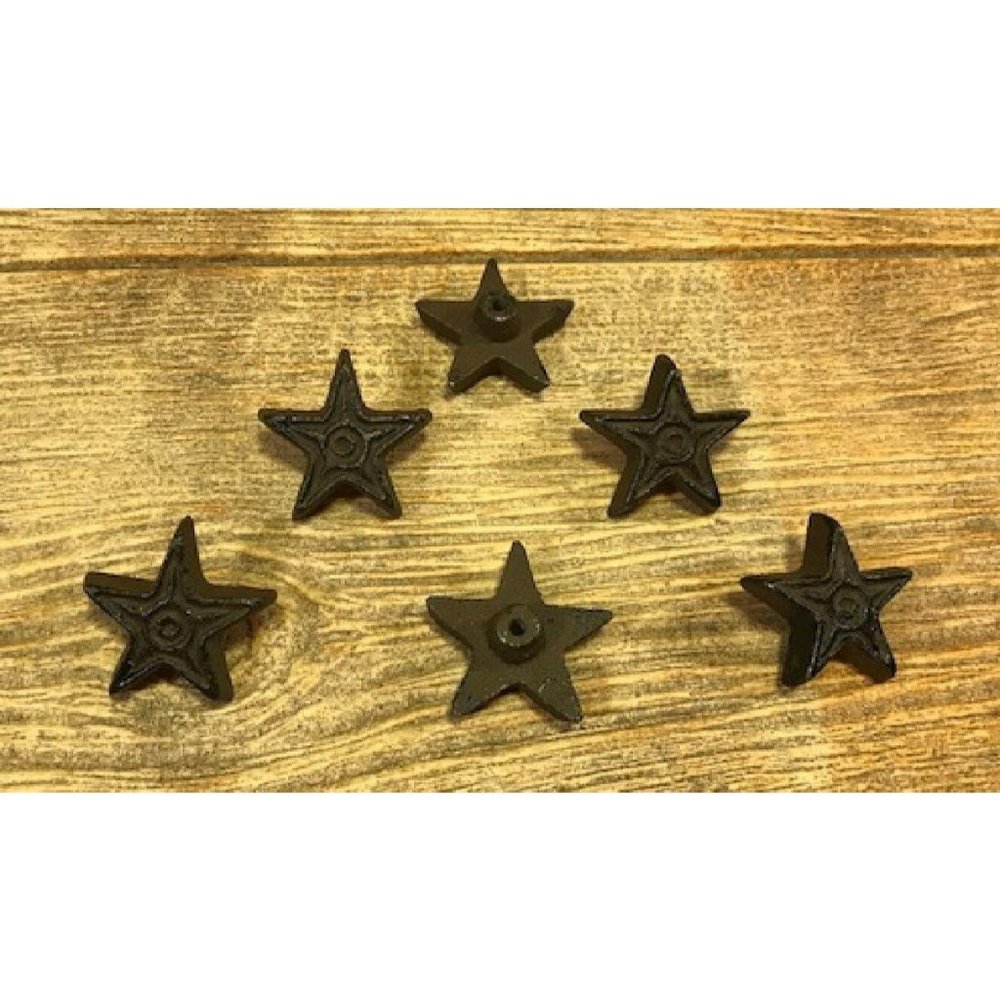 SIX Cast Iron Star Cabinet Knobs Pulls 10310